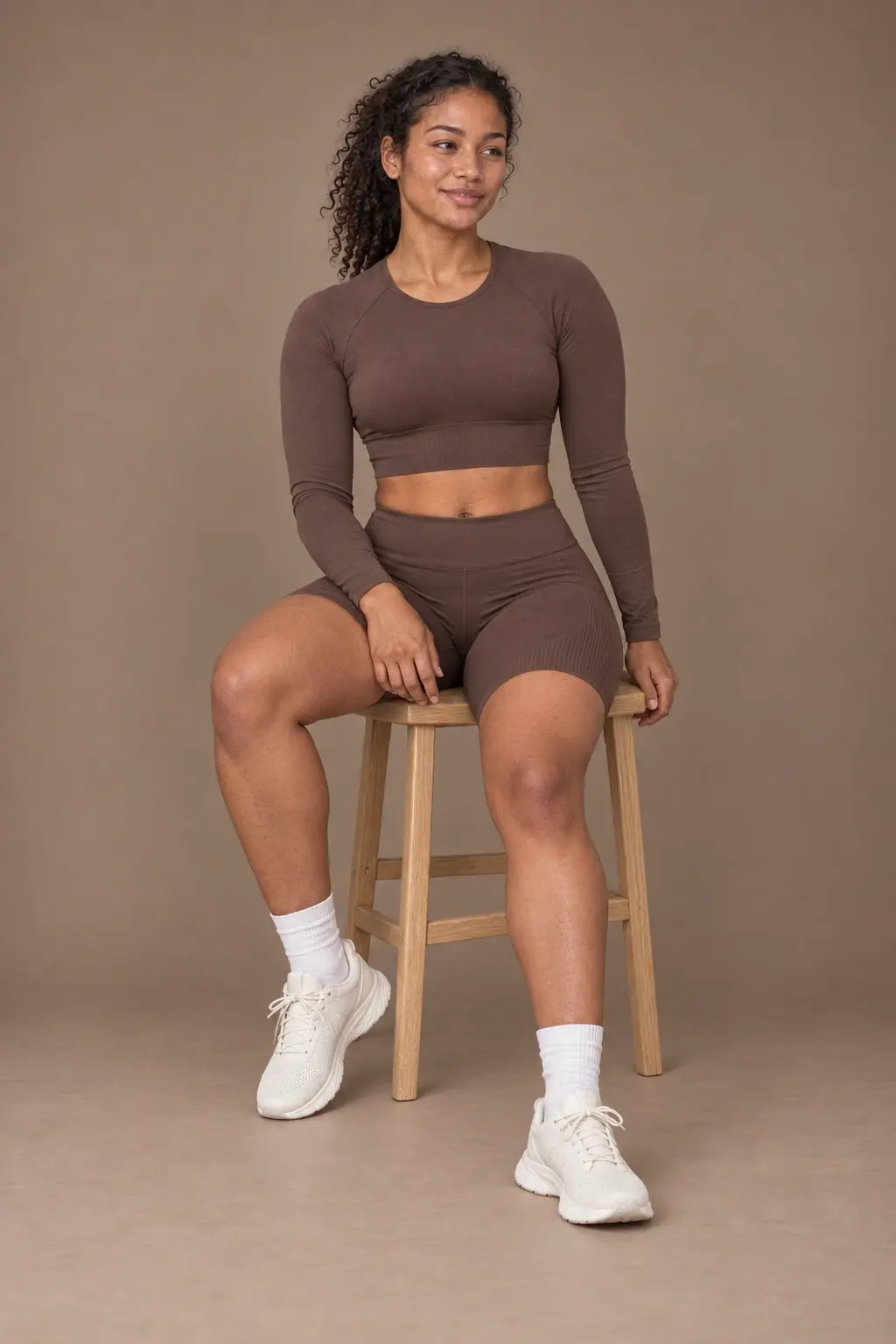 Studio Short Set in Cocoa, temporary studio product photography